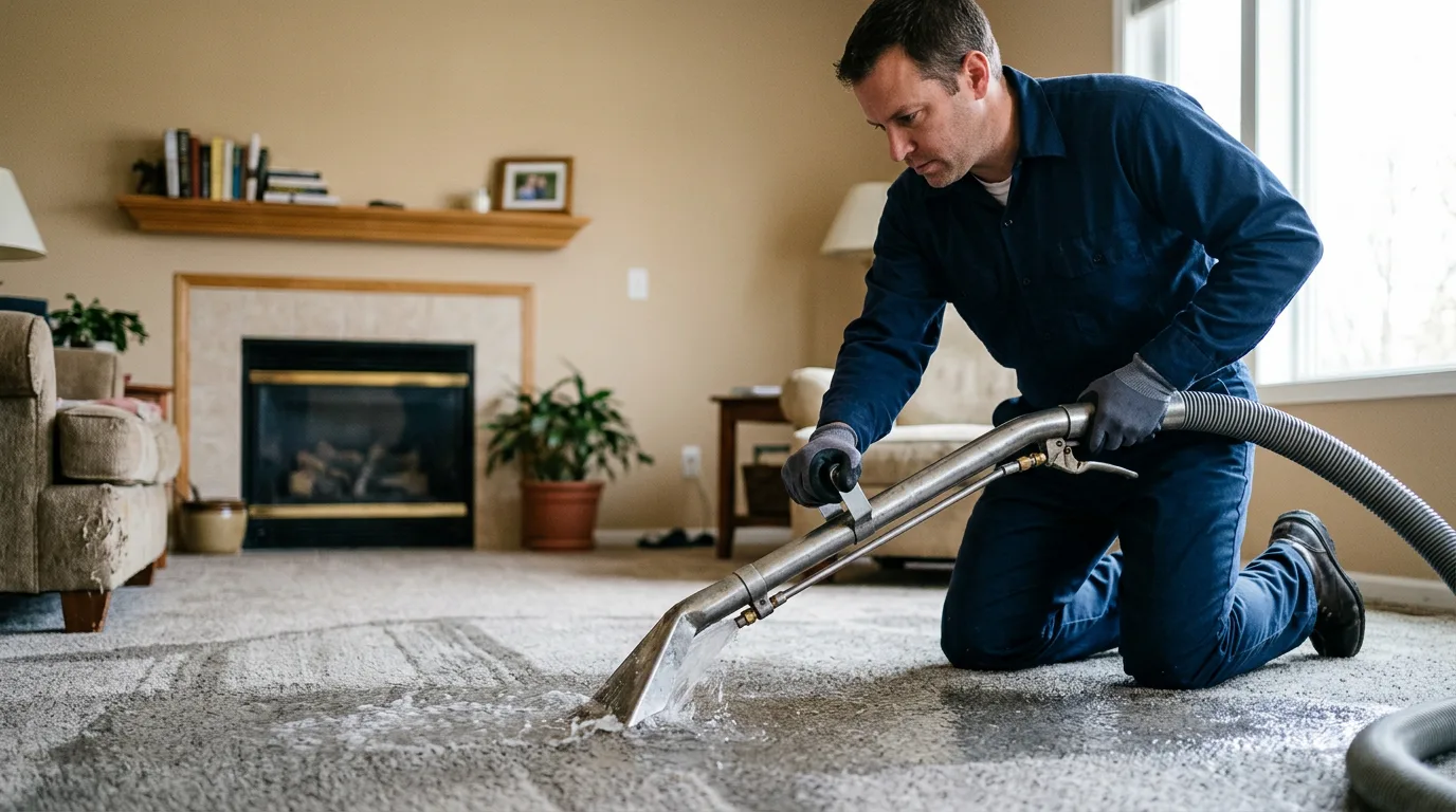 Water damage restoration technician working near Evans City, PA